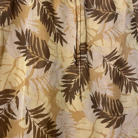Allison Taylor 100% Silk Tropical Leaf Gold Beige Brown Print Skirt Size XL - Picture 4 of 7